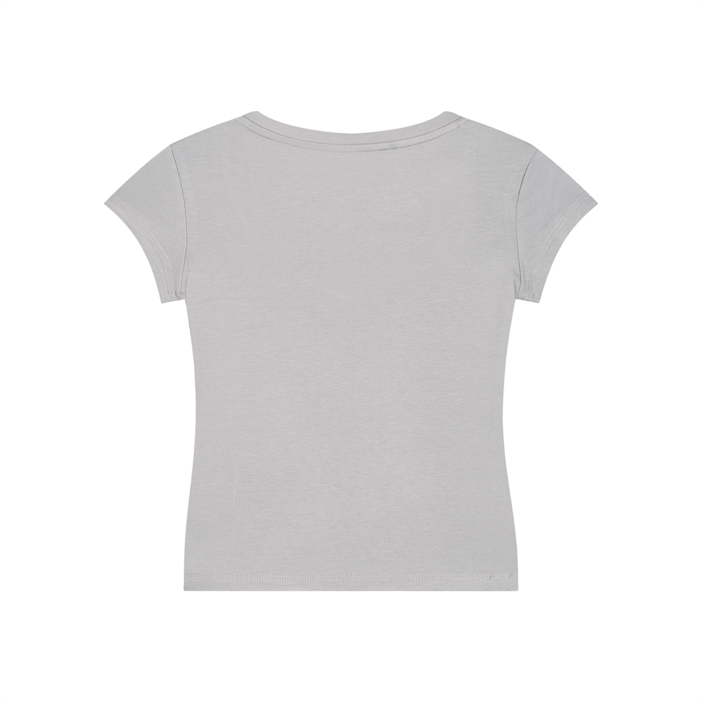Ivory Essential V-Neck Bodycon T-Shirt