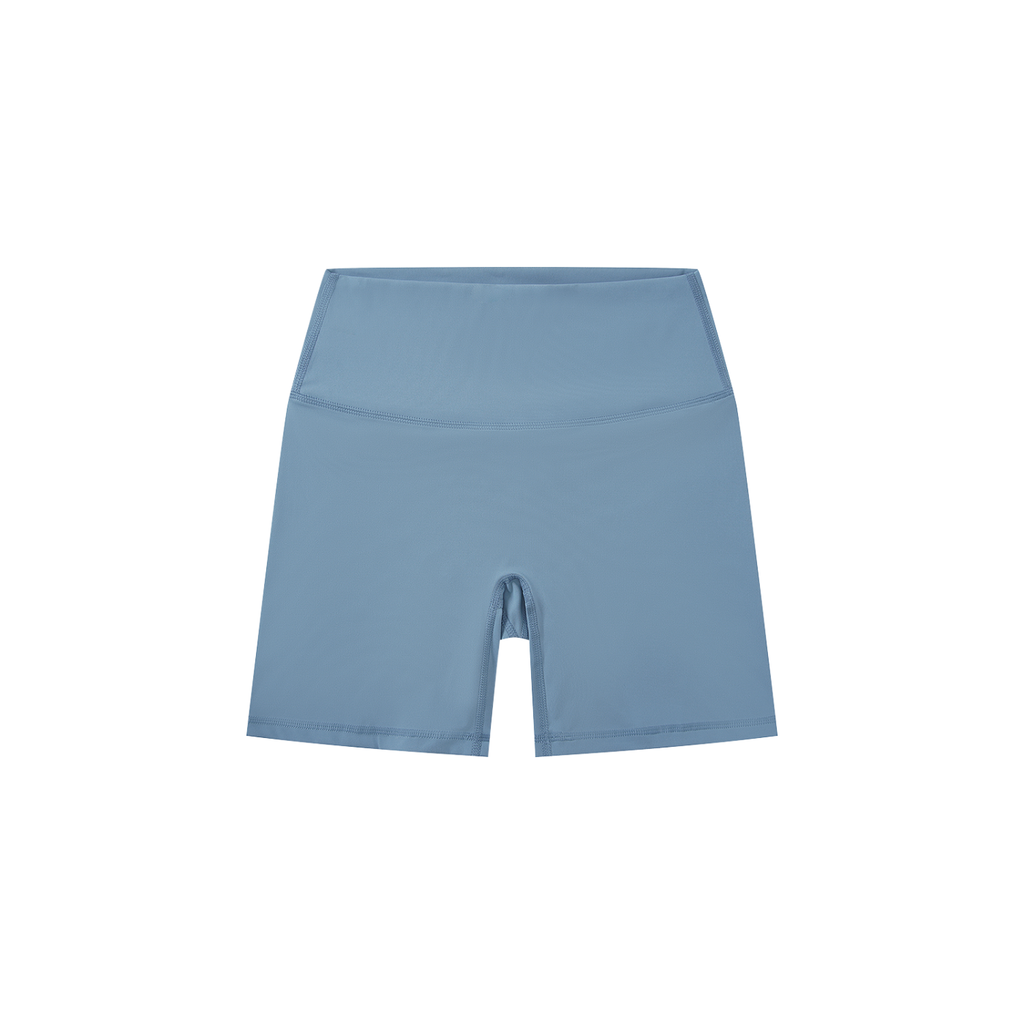 Blue athletic shorts on a white background