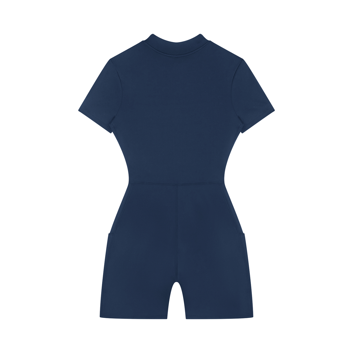 Navy blue romper on a white background