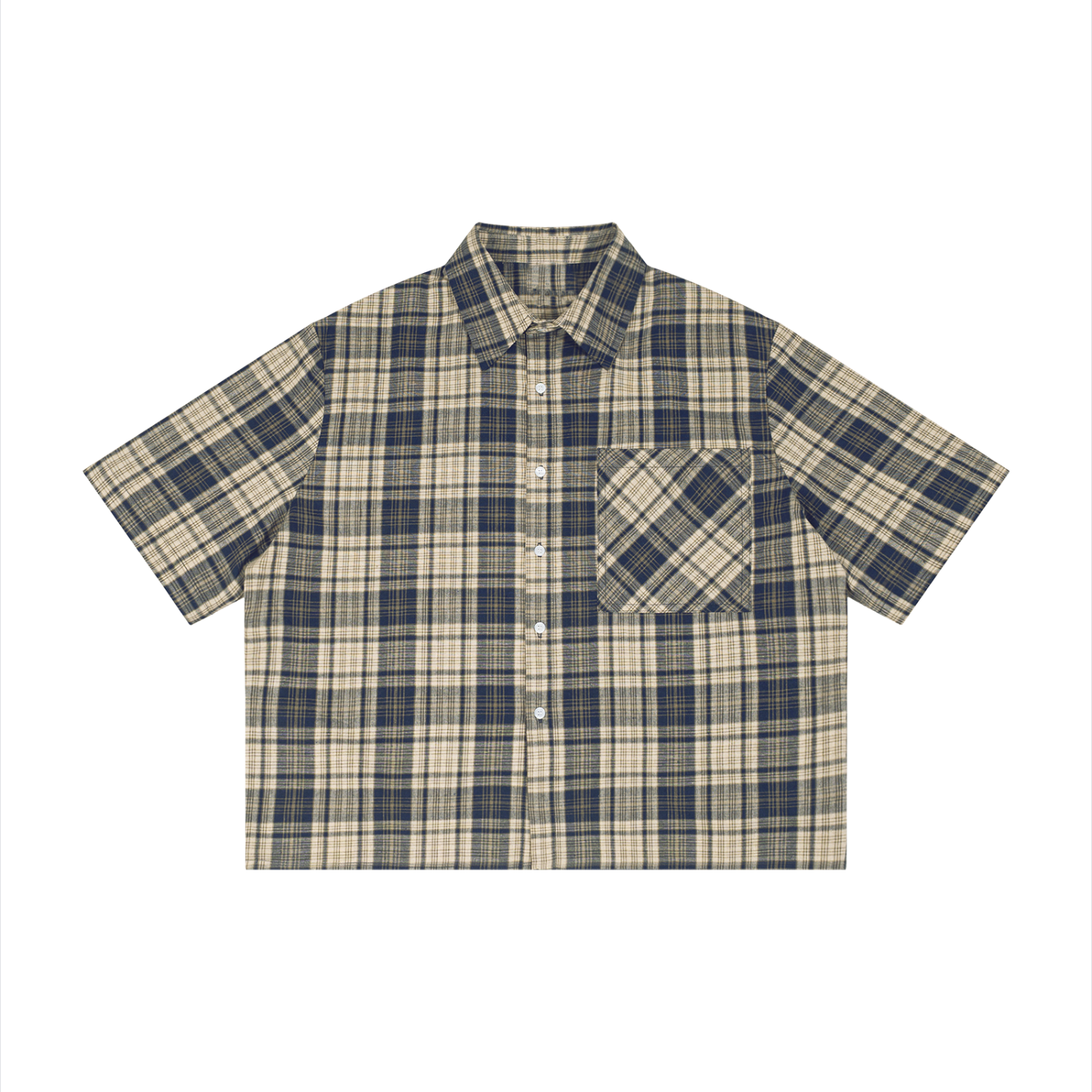 Plaid shirt with short sleeves on a white background