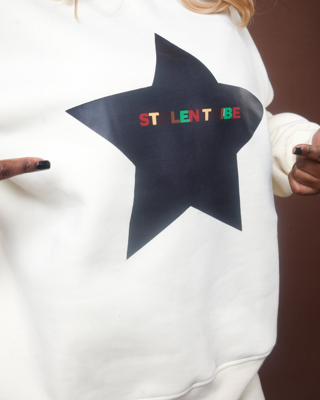 Queen Bee Fleece Mock-Neck Crew Sweatshirt