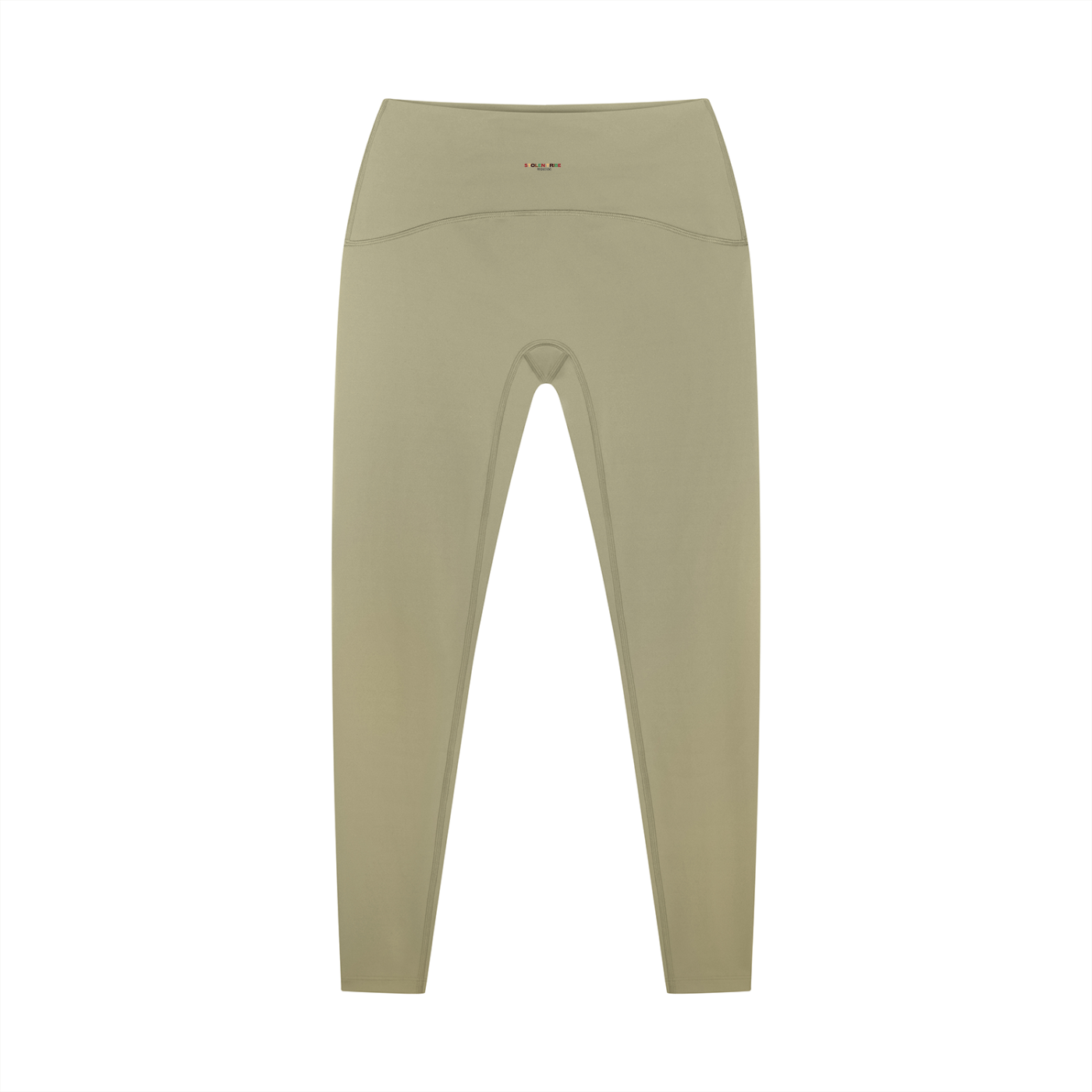 Beige leggings with a logo on a white background