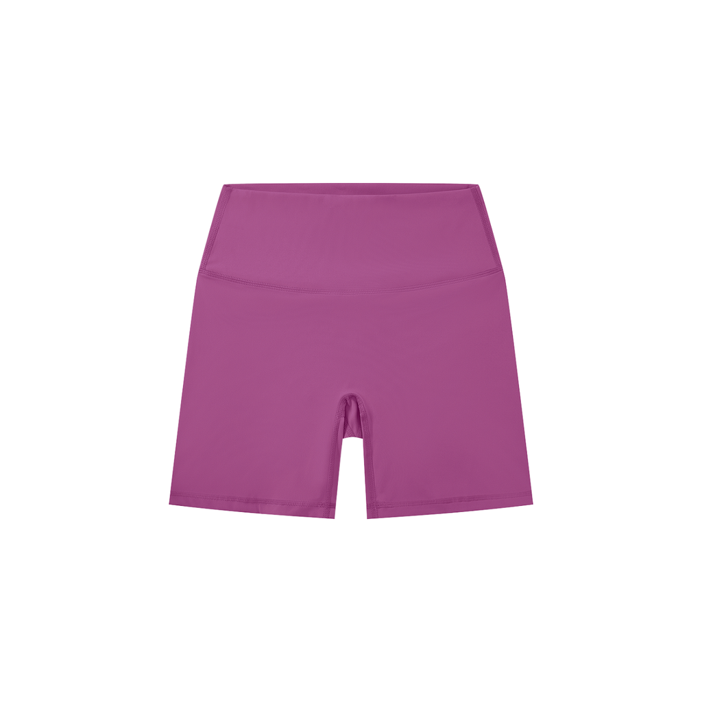 Purple athletic shorts on a white background