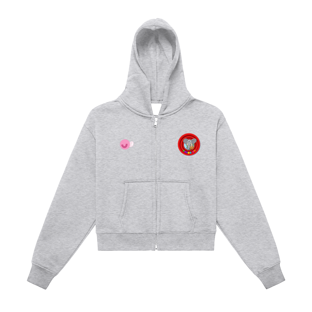 Ananse-Wa Fleeced Cry-Baby Zip-Up Cropped Hoodie