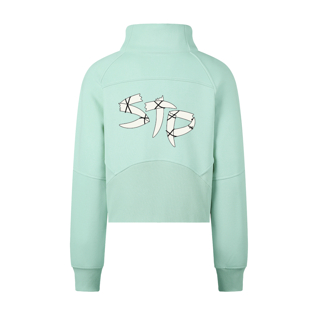 Ivory Cropped Half-Zip Thriller Sweatshirt