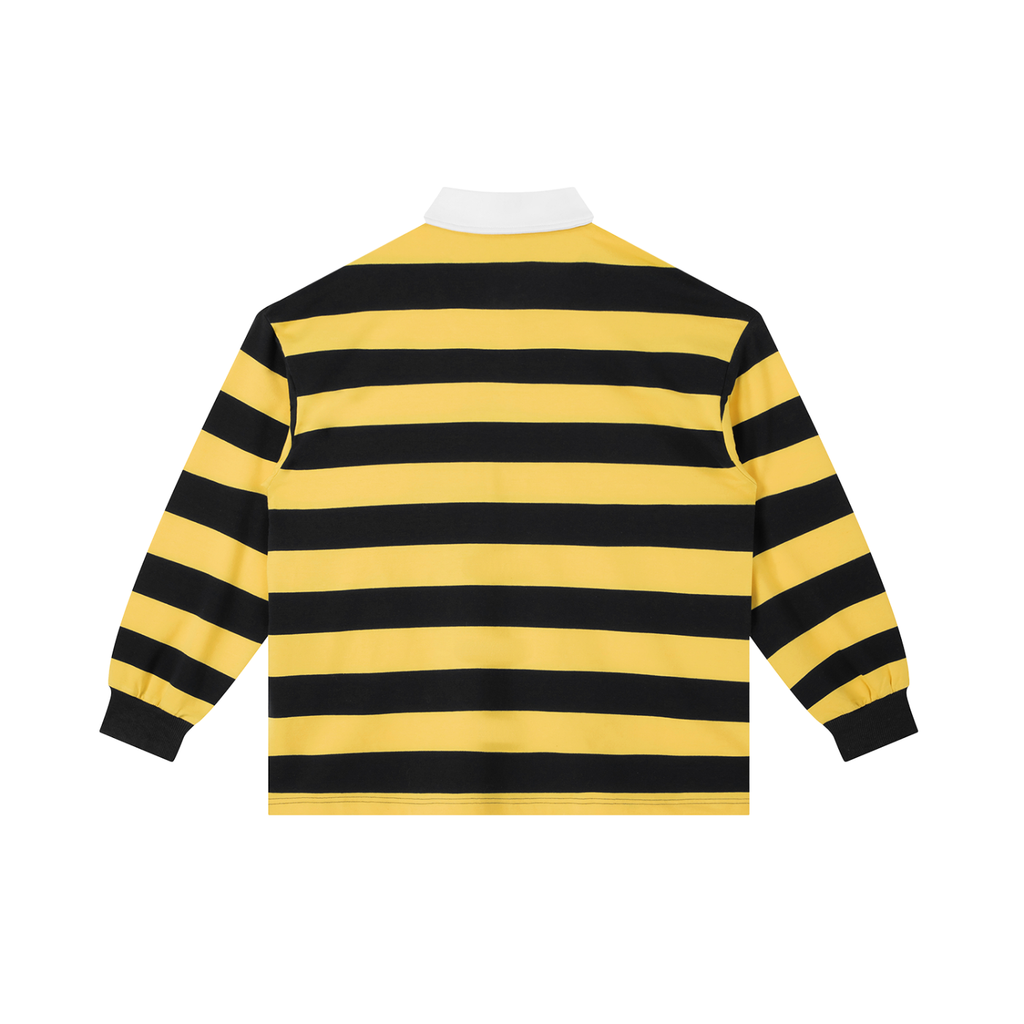 Black and yellow striped long-sleeve shirt on a white background