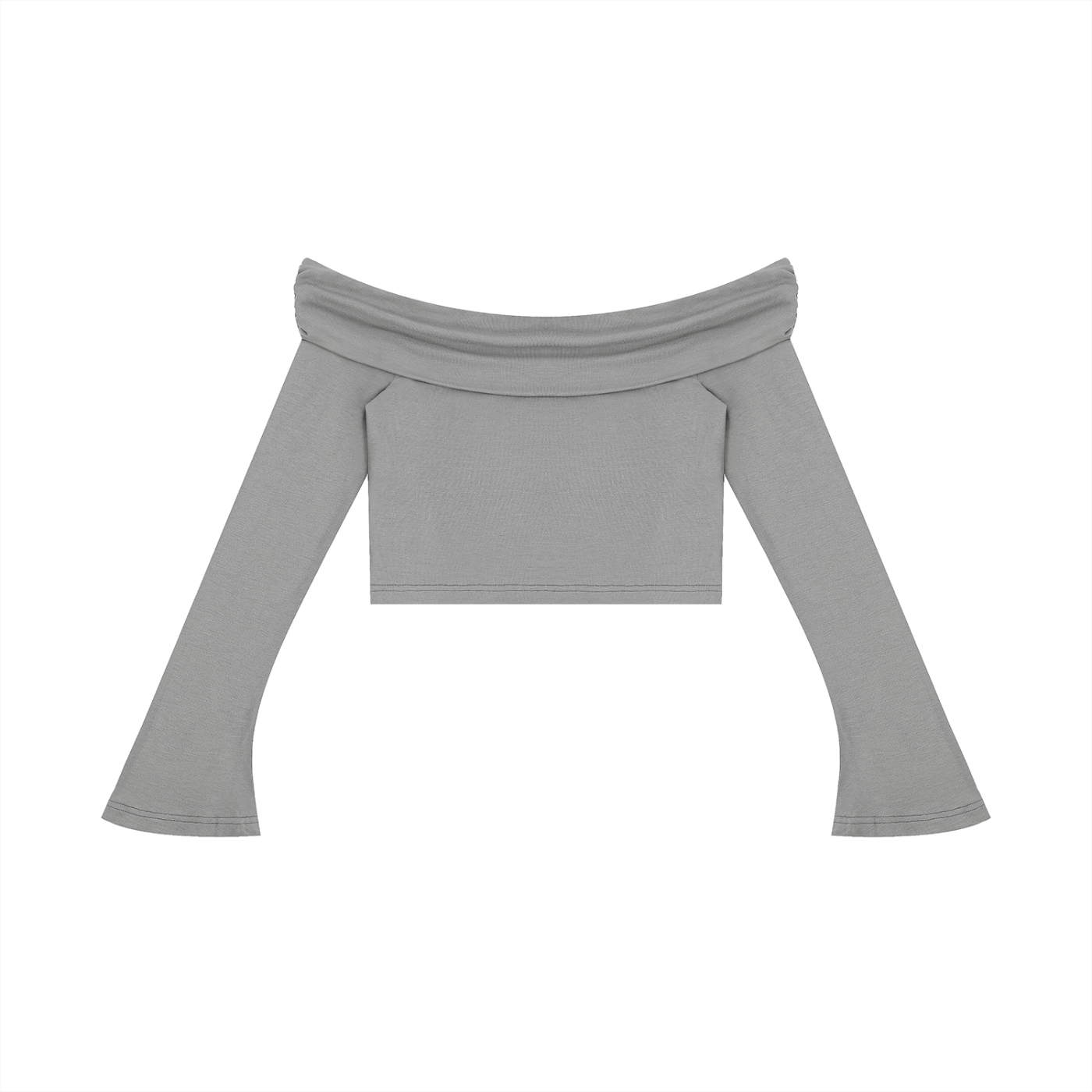 Gray off-shoulder top on a white background