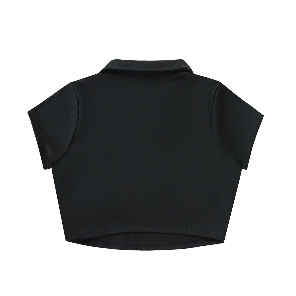 Stolen Ivory V-Neck Lapel Crop Top