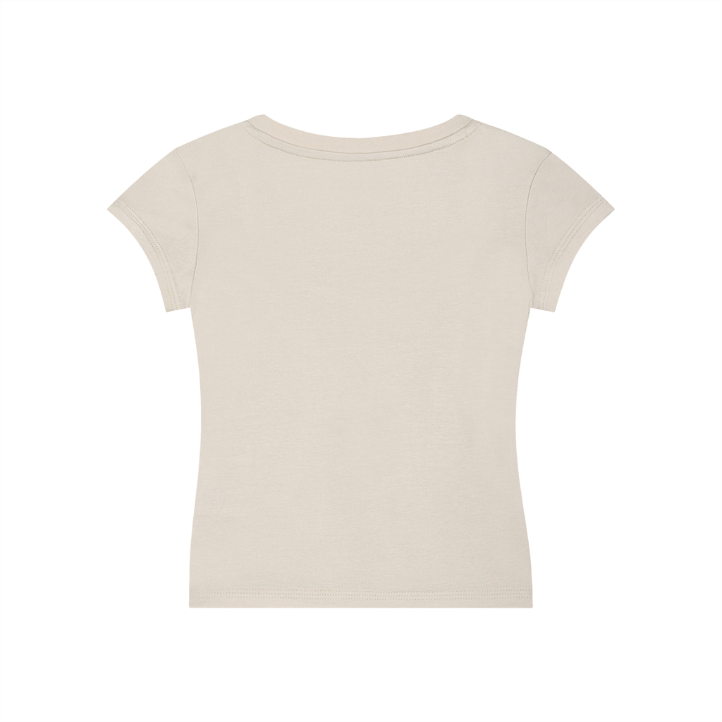 Ivory Essential V-Neck Bodycon T-Shirt