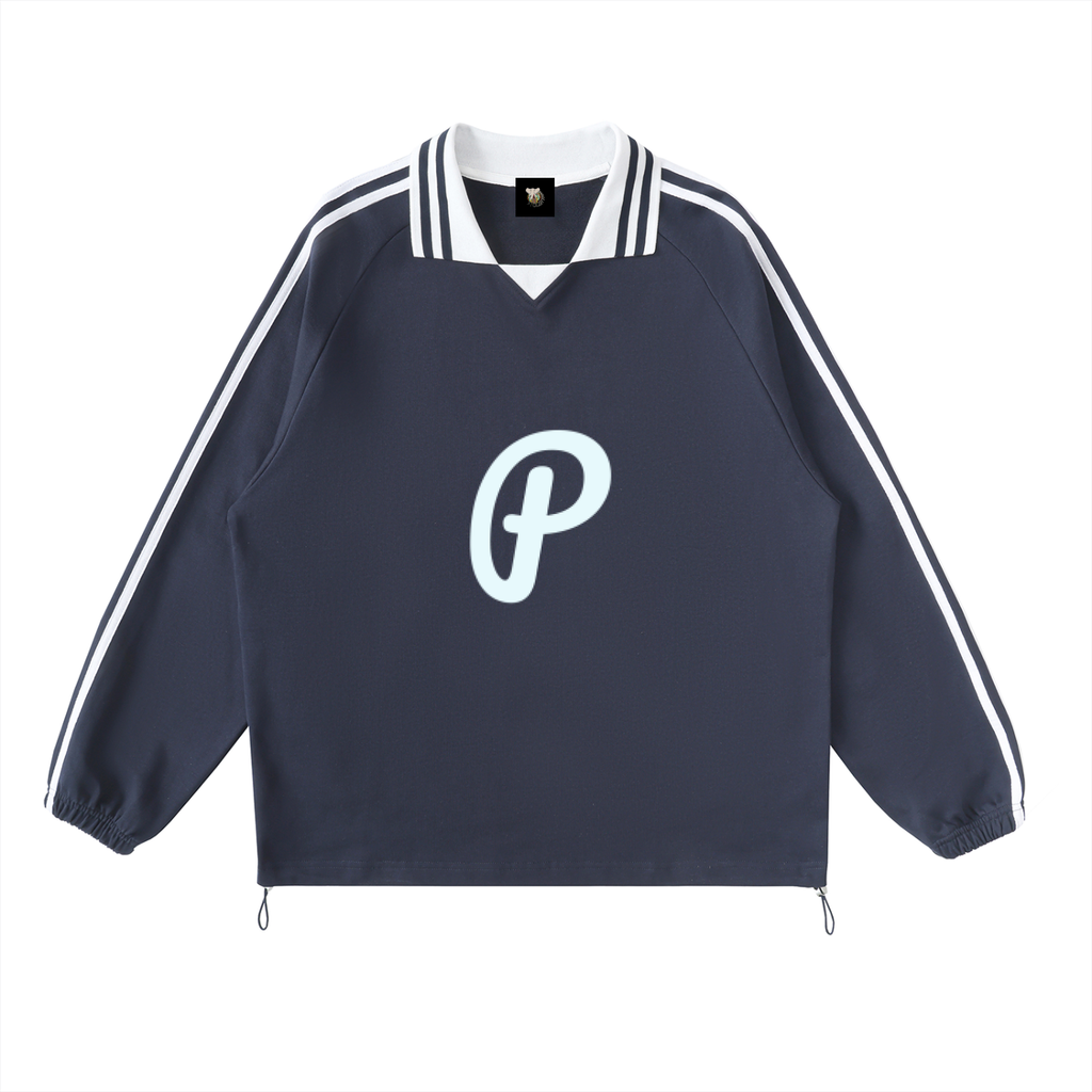 Frontin' Striped Lapel Collar Sweatshirt