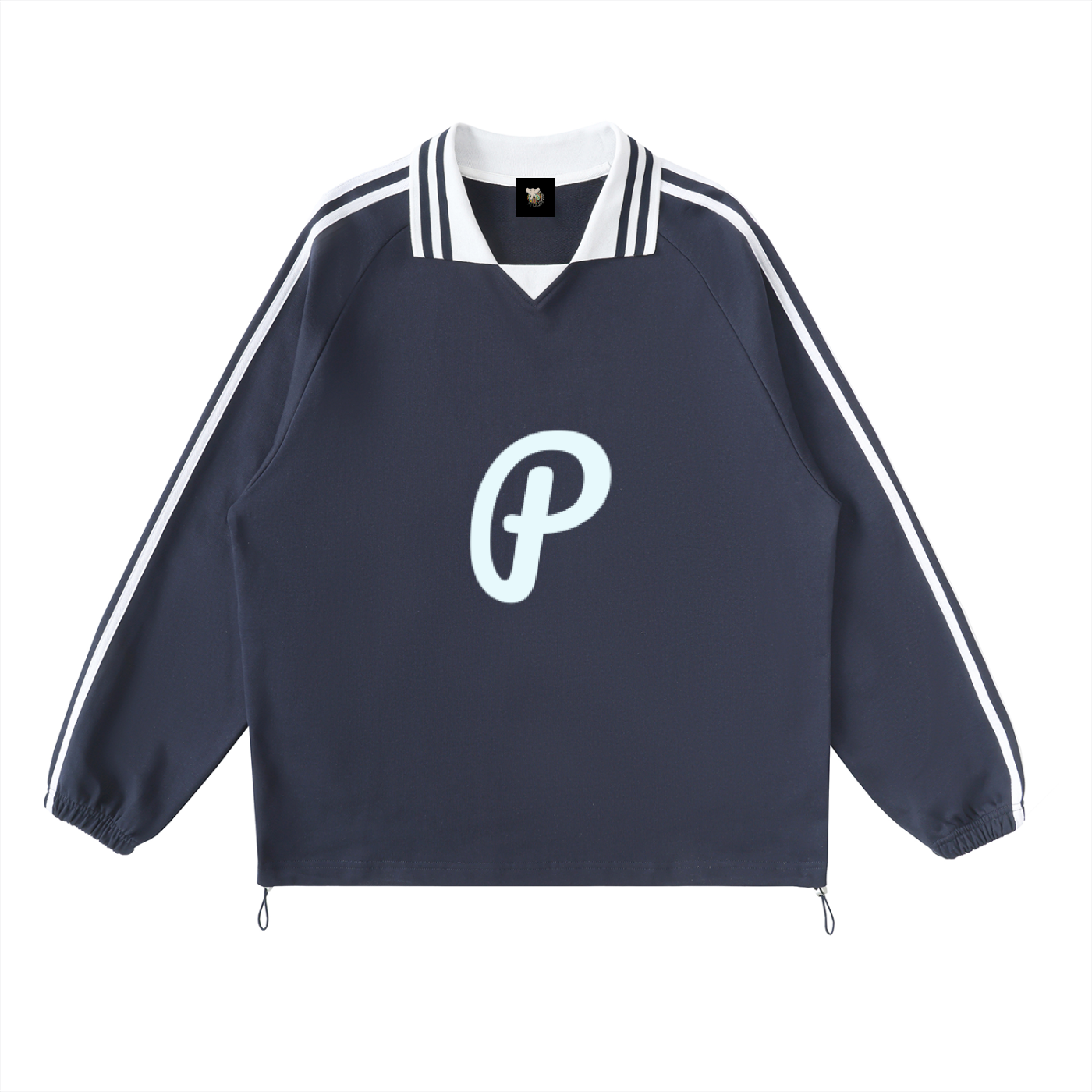 Frontin' Striped Lapel Collar Sweatshirt