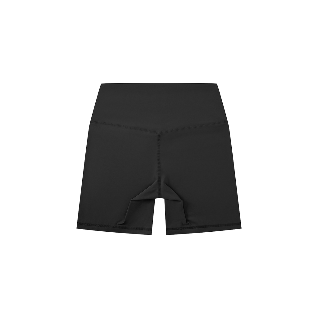 Black athletic shorts on a white background
