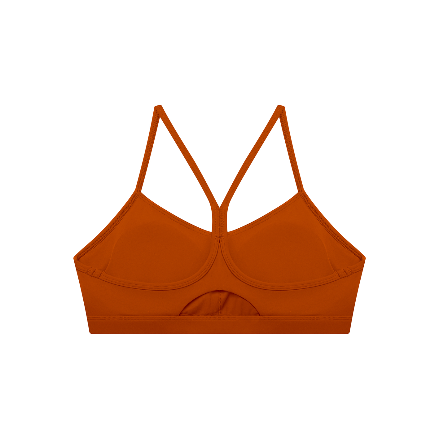 Brown bralette with thin straps on a white background