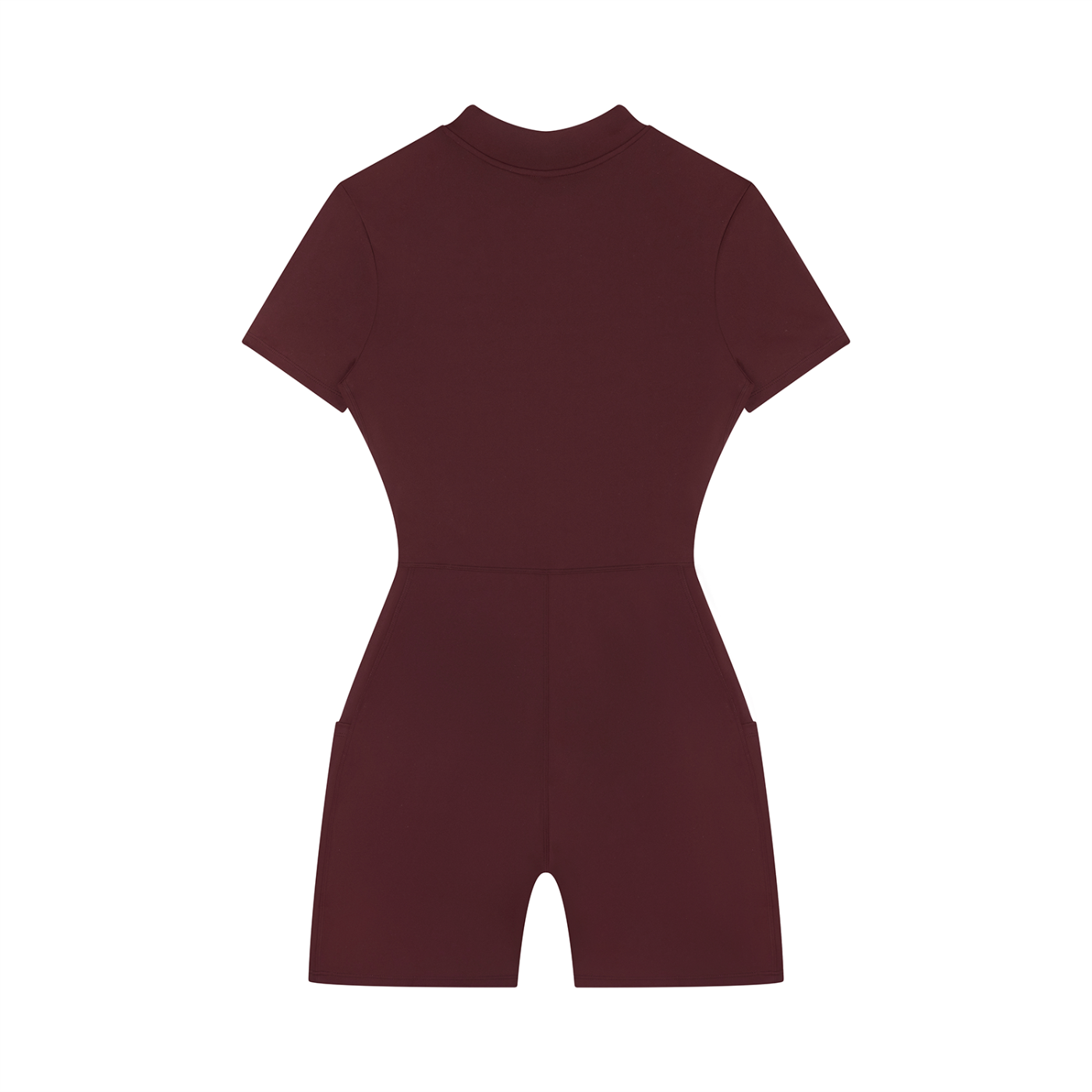 Maroon romper on a white background