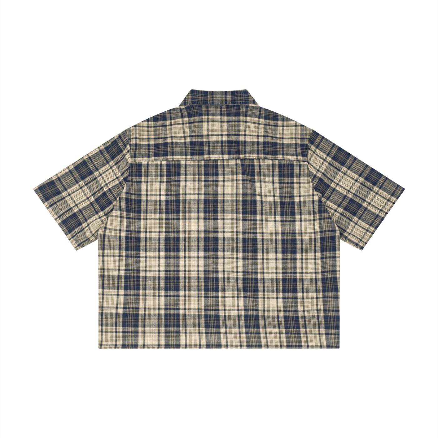 Plaid shirt with a short-sleeve design on a white background