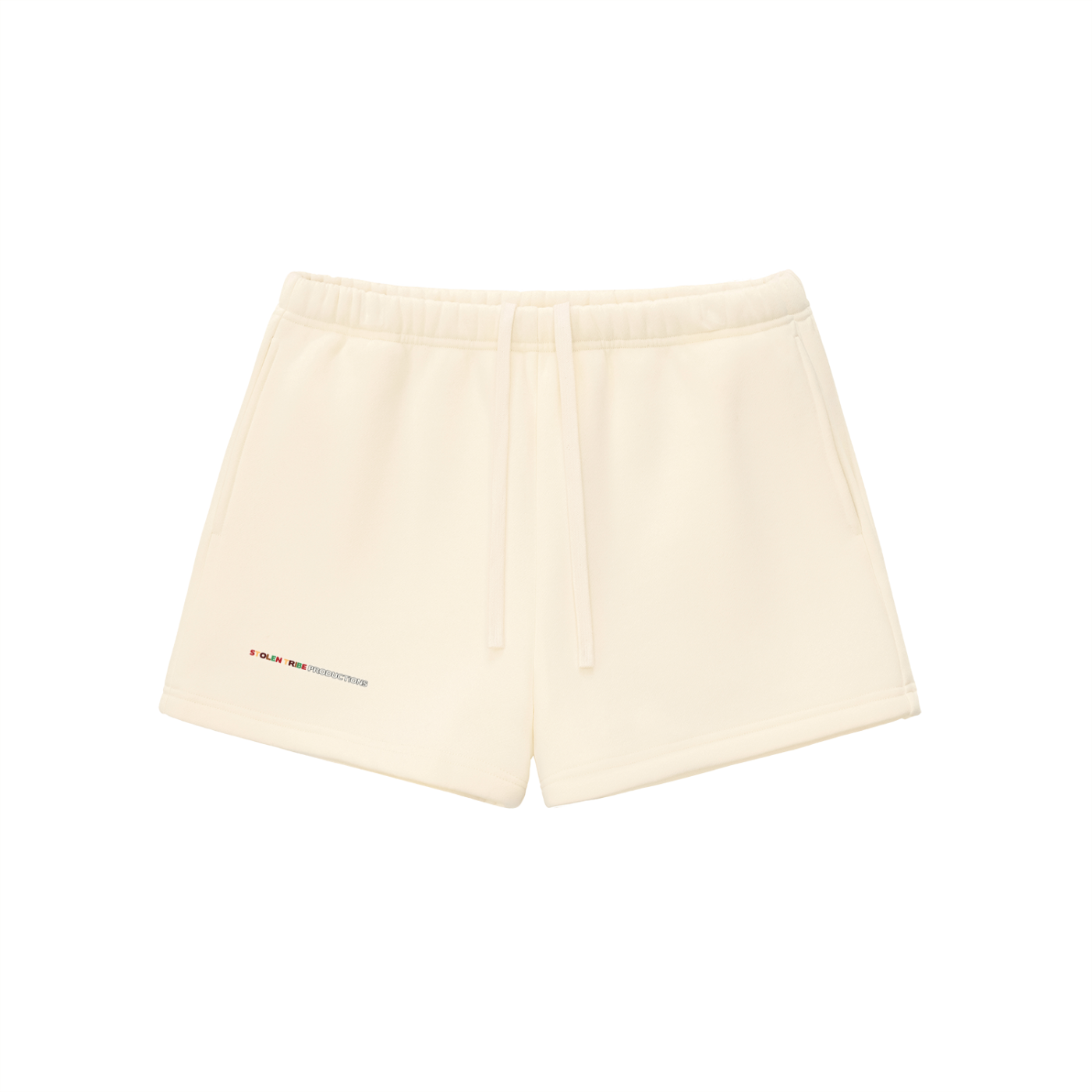 Beige shorts on a white background