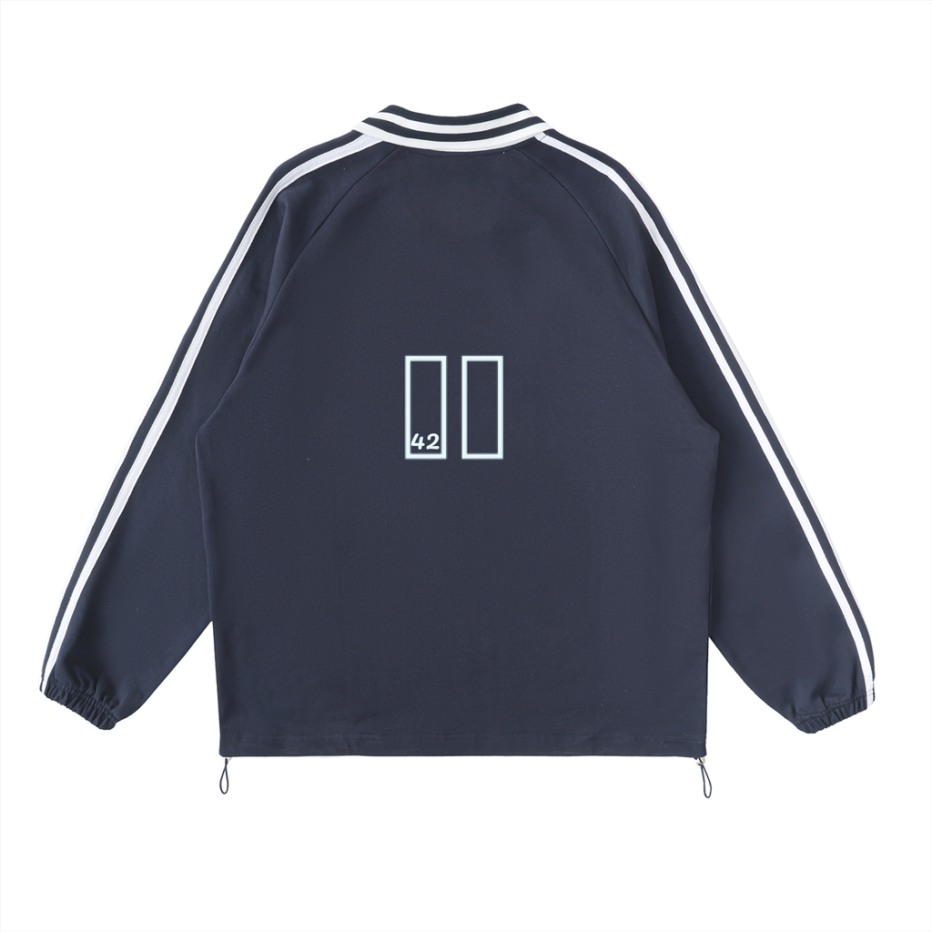 Frontin' Striped Lapel Collar Sweatshirt
