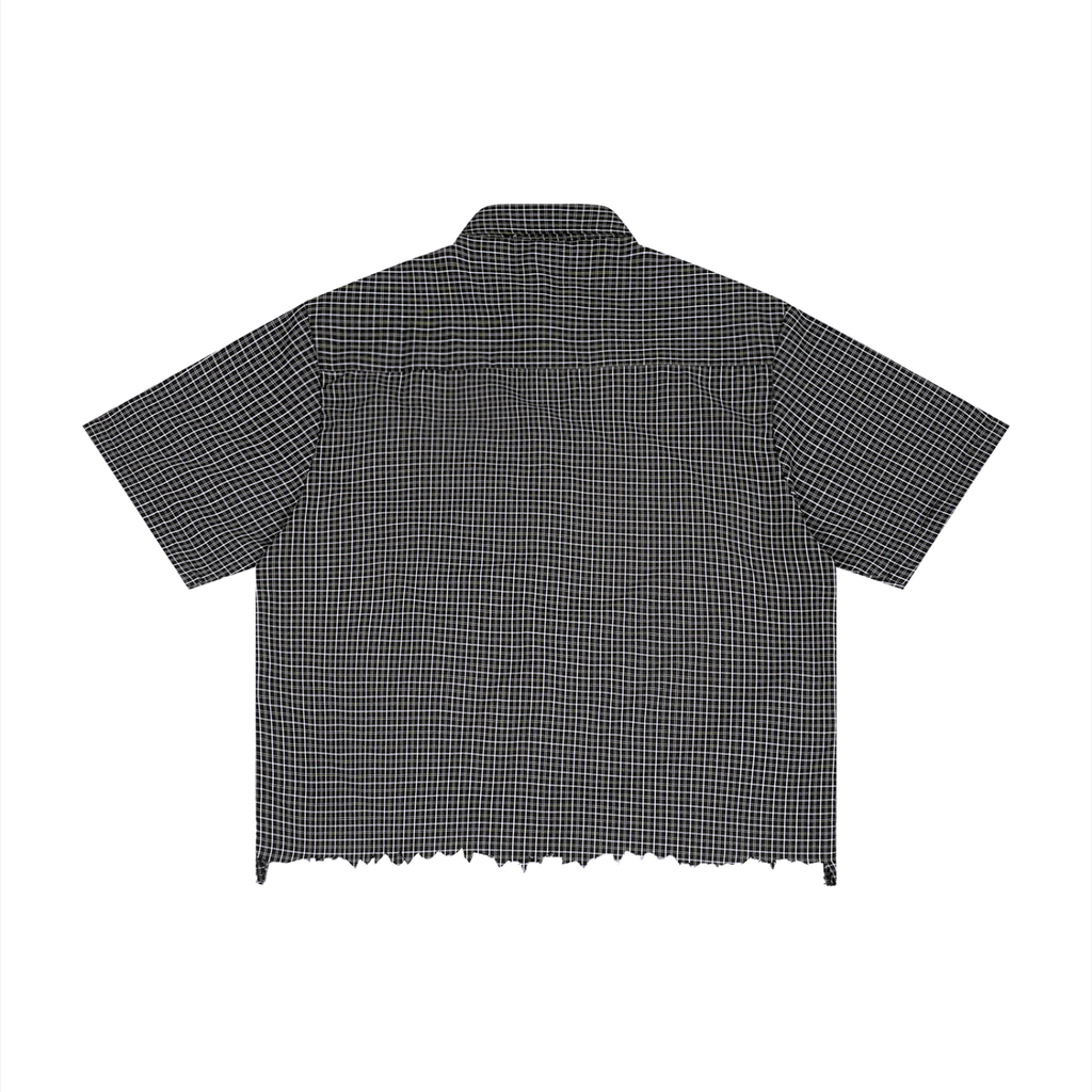 Black and white checkered shirt on a white background