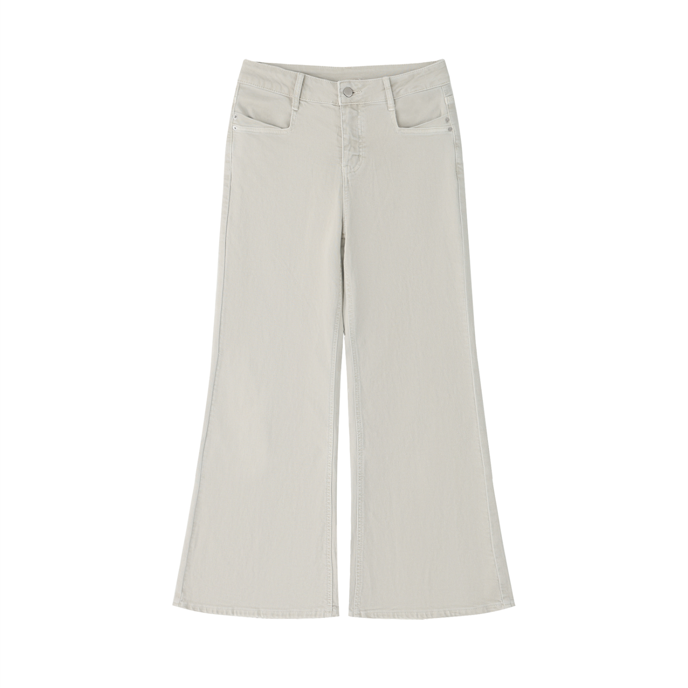 Light gray wide-leg pants on a white background