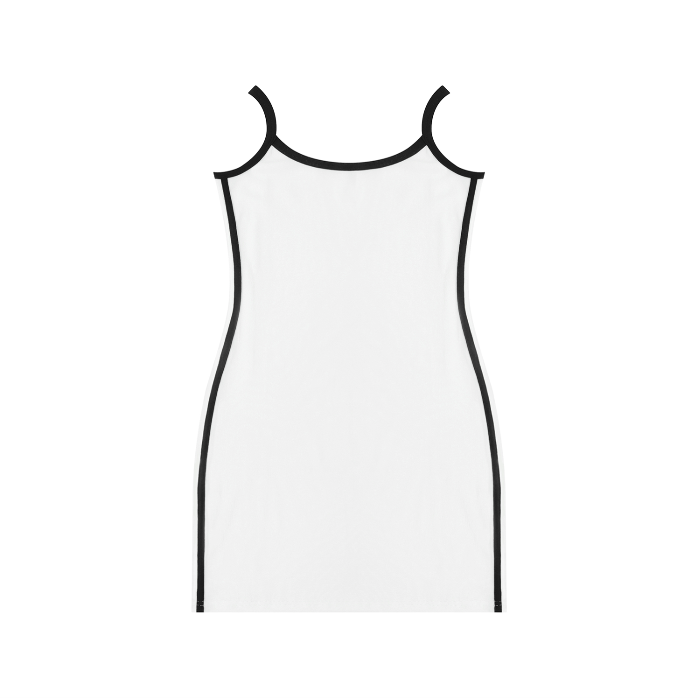 White dress with thin black straps on a white background