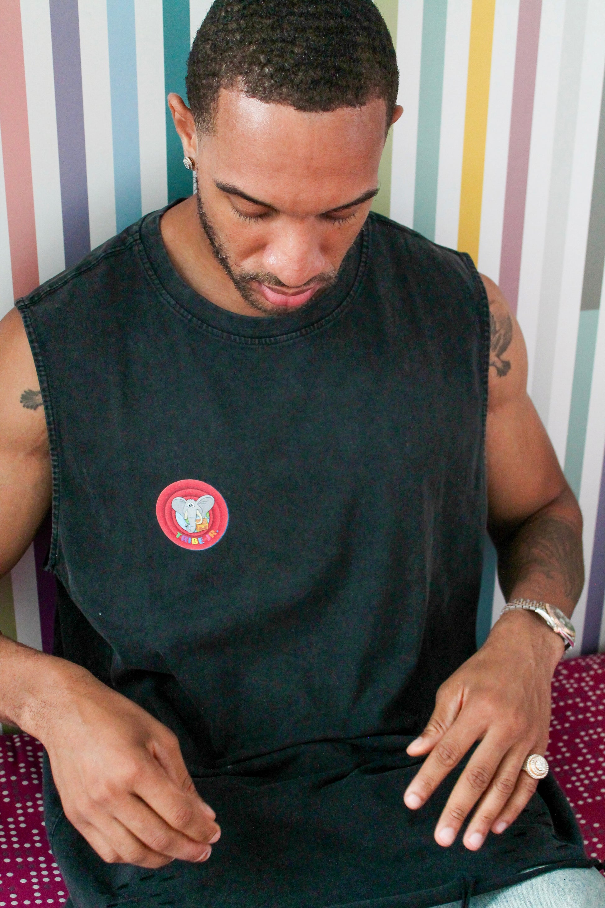 Raw-Hem Ashanti Folklore Tank Top