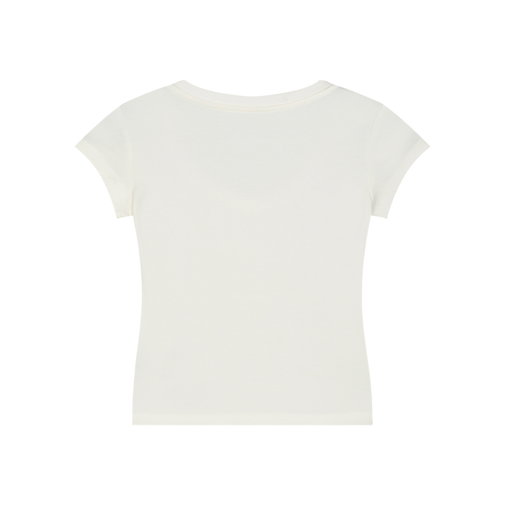 Ivory Essential V-Neck Bodycon T-Shirt