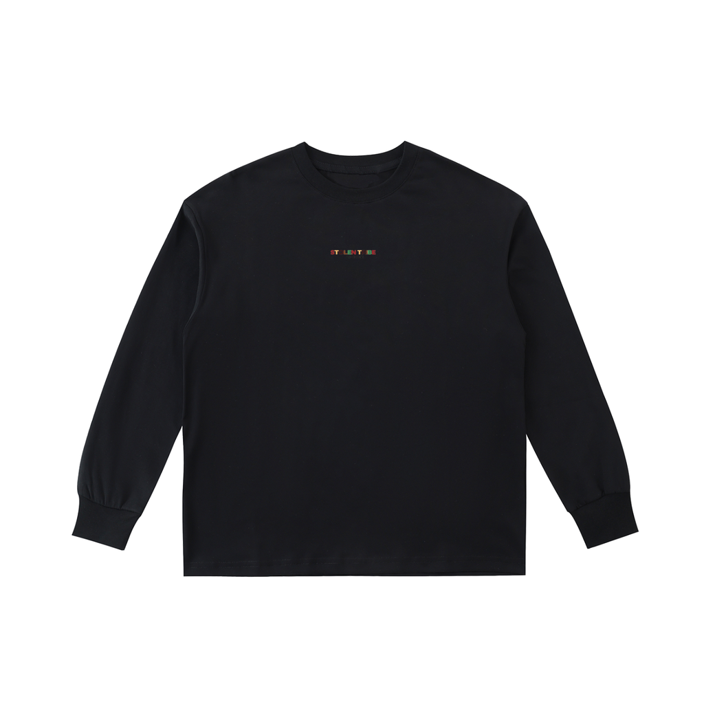 Black long-sleeve shirt on a white background
