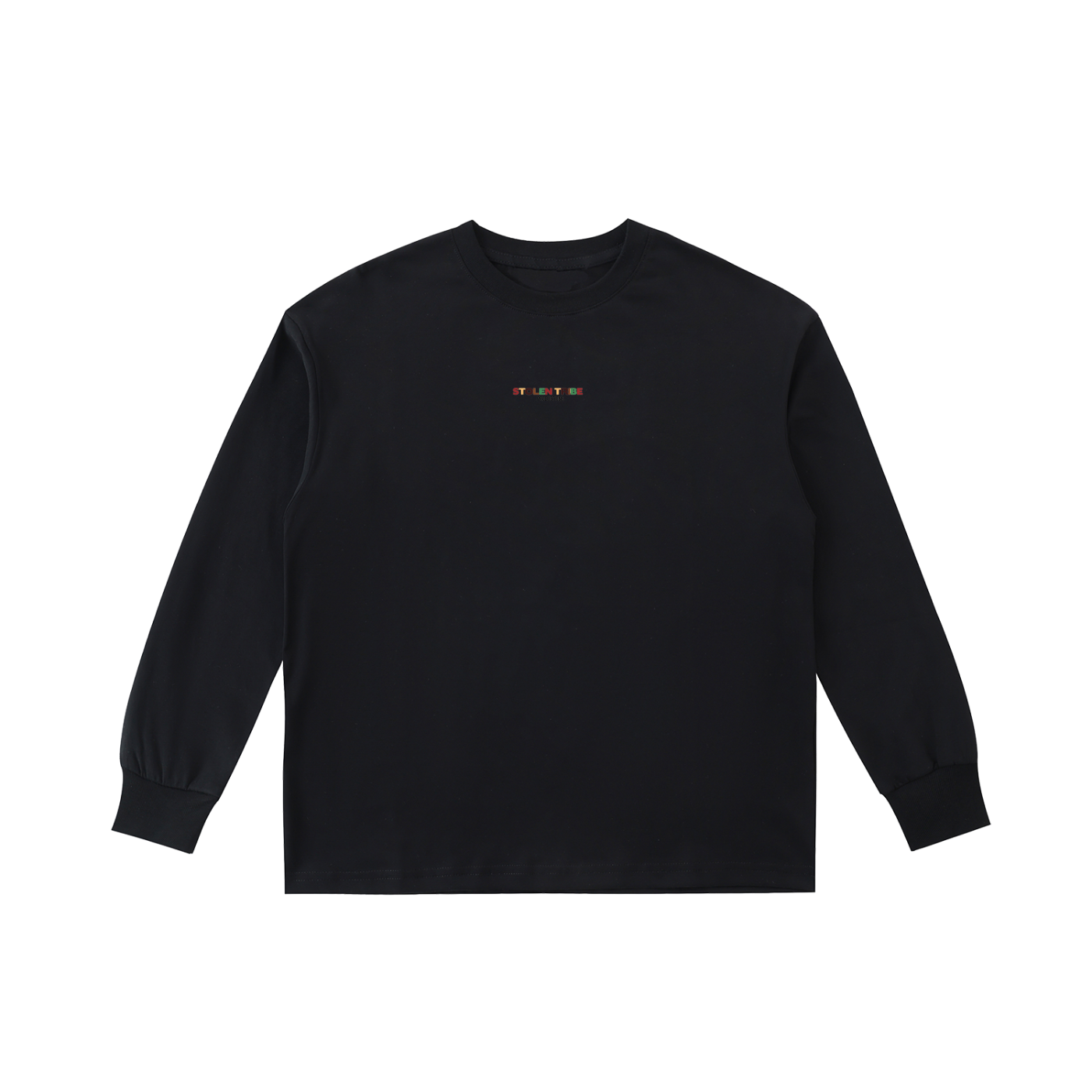 Black long-sleeve shirt on a white background