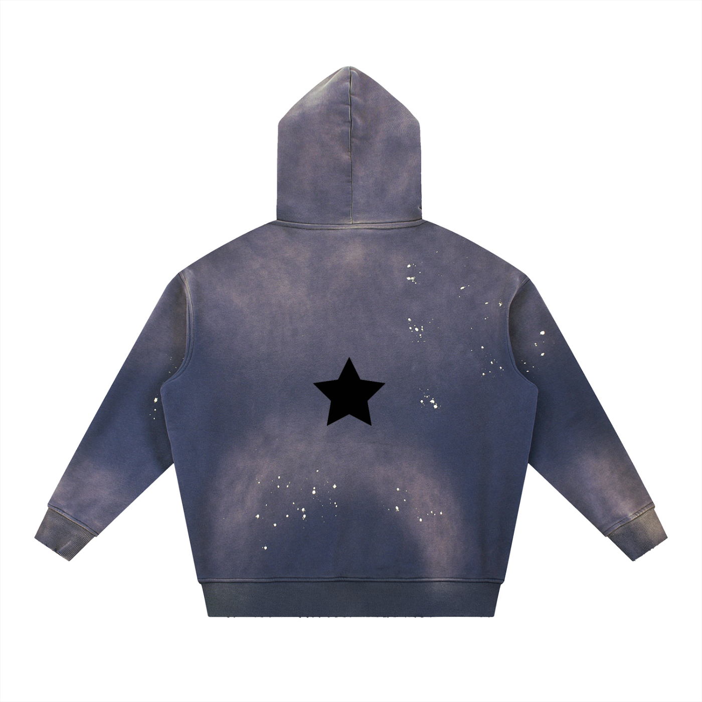 Blue hoodie with star design on a white background