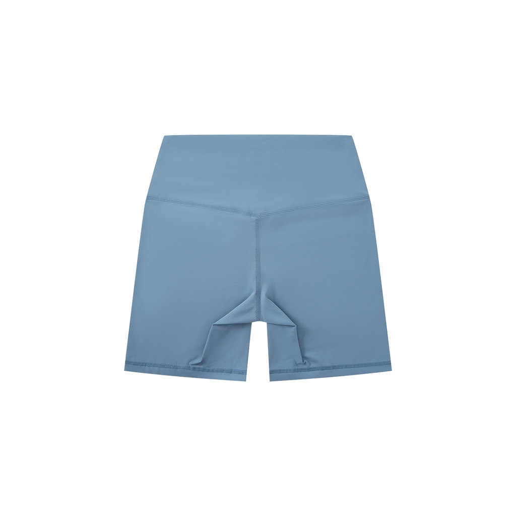 Blue athletic shorts on a white background