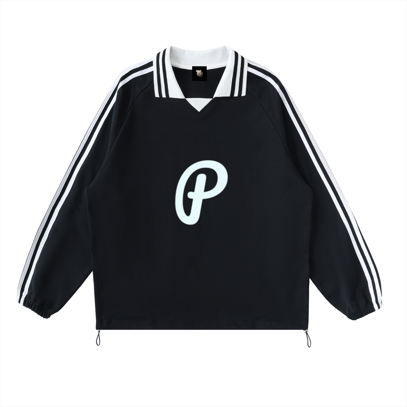 Frontin' Striped Lapel Collar Sweatshirt