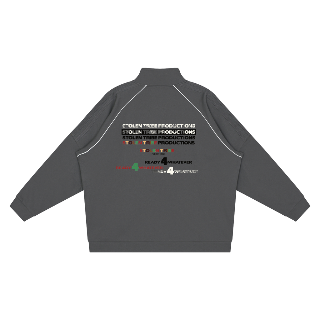 Gray sweatshirt with text on the back on a white background