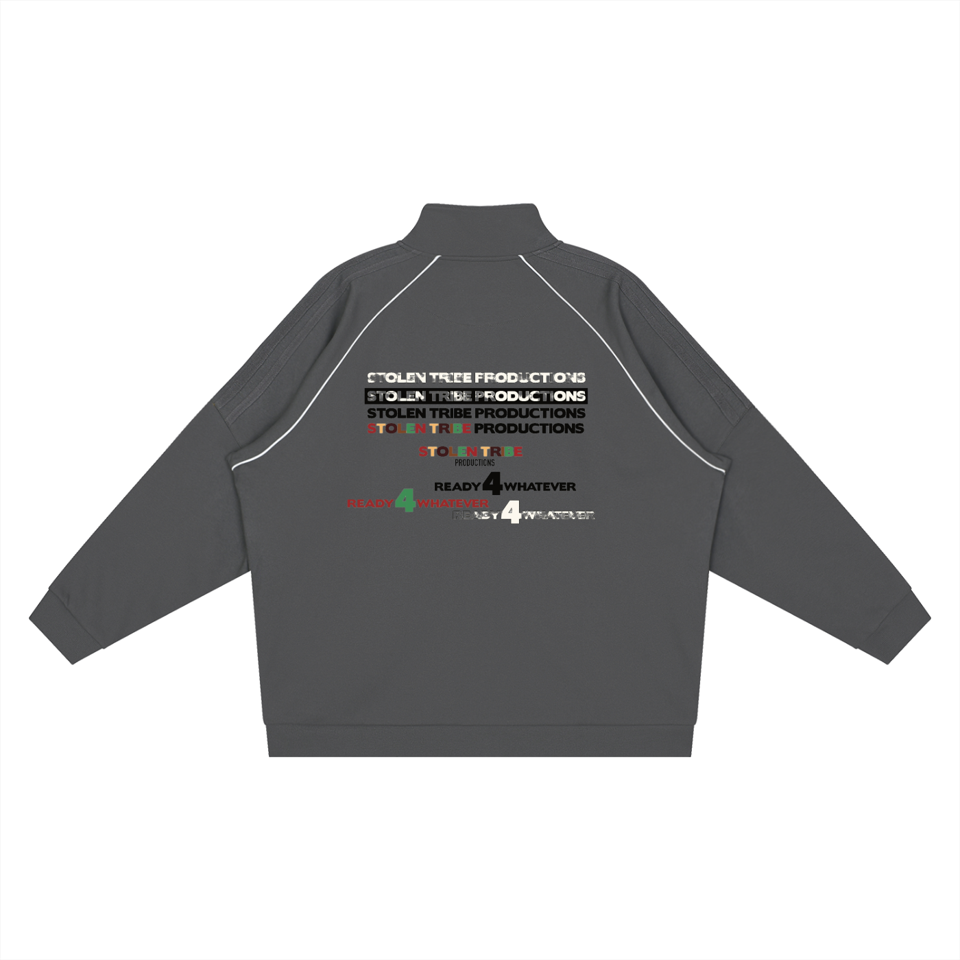 Gray sweatshirt with text on the back on a white background