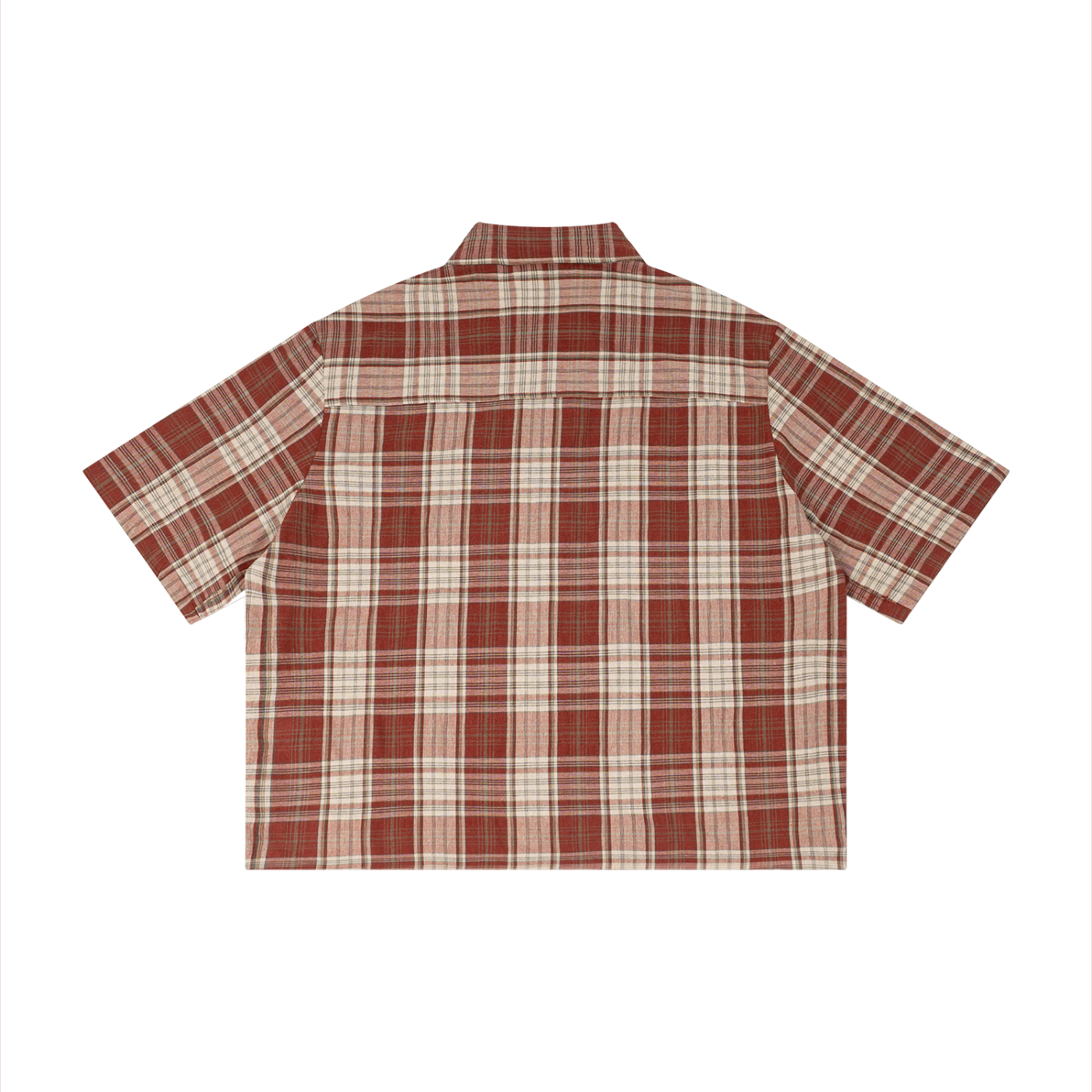 Plaid shirt with short sleeves on a white background