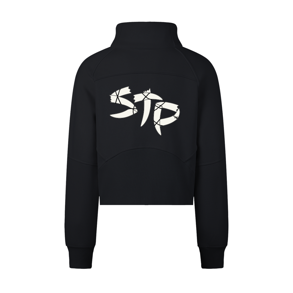 Ivory Cropped Half-Zip Thriller Sweatshirt