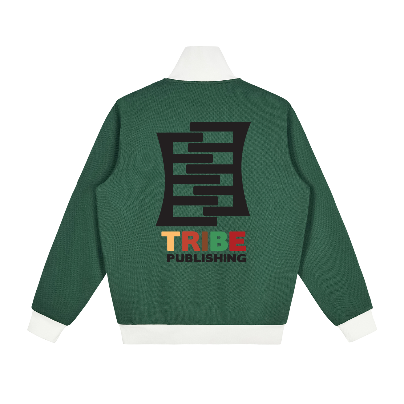 Green jacket with 'TRIBE Publishing' logo on the back against a white background