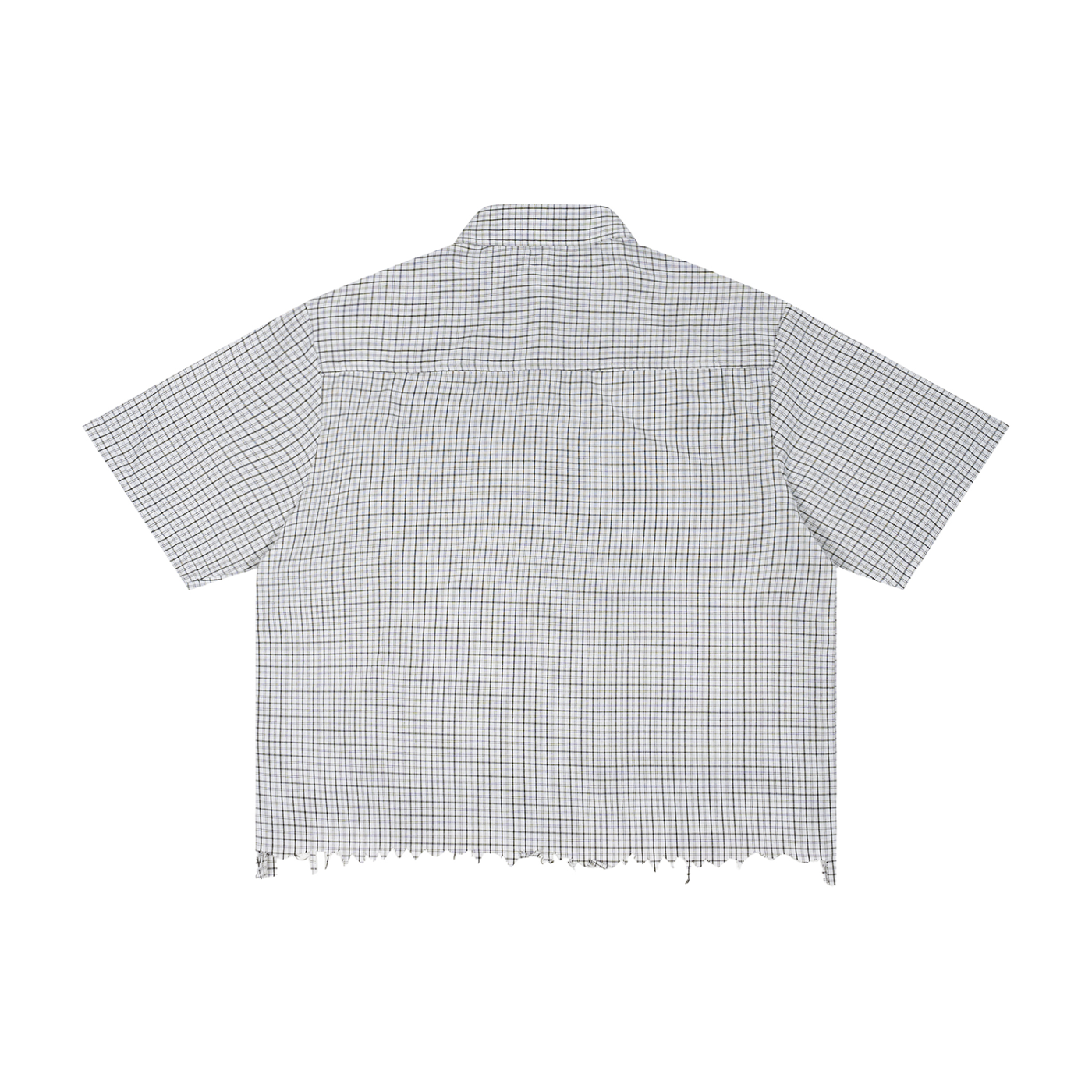 Checkered shirt with frayed hem on a white background