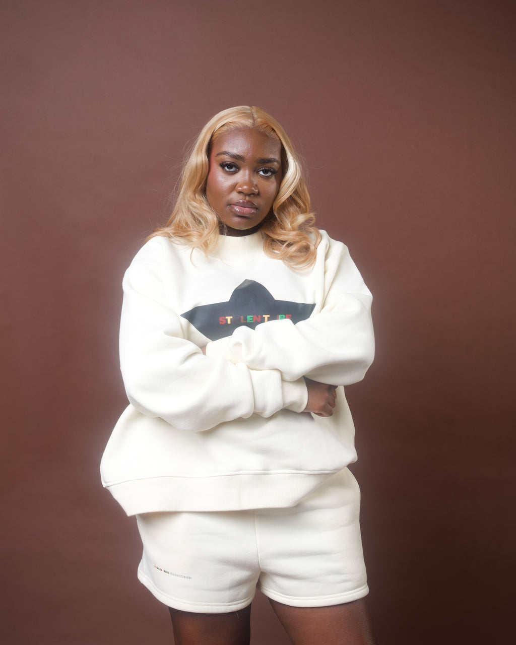 Queen Bee Fleece Mock-Neck Crew Sweatshirt