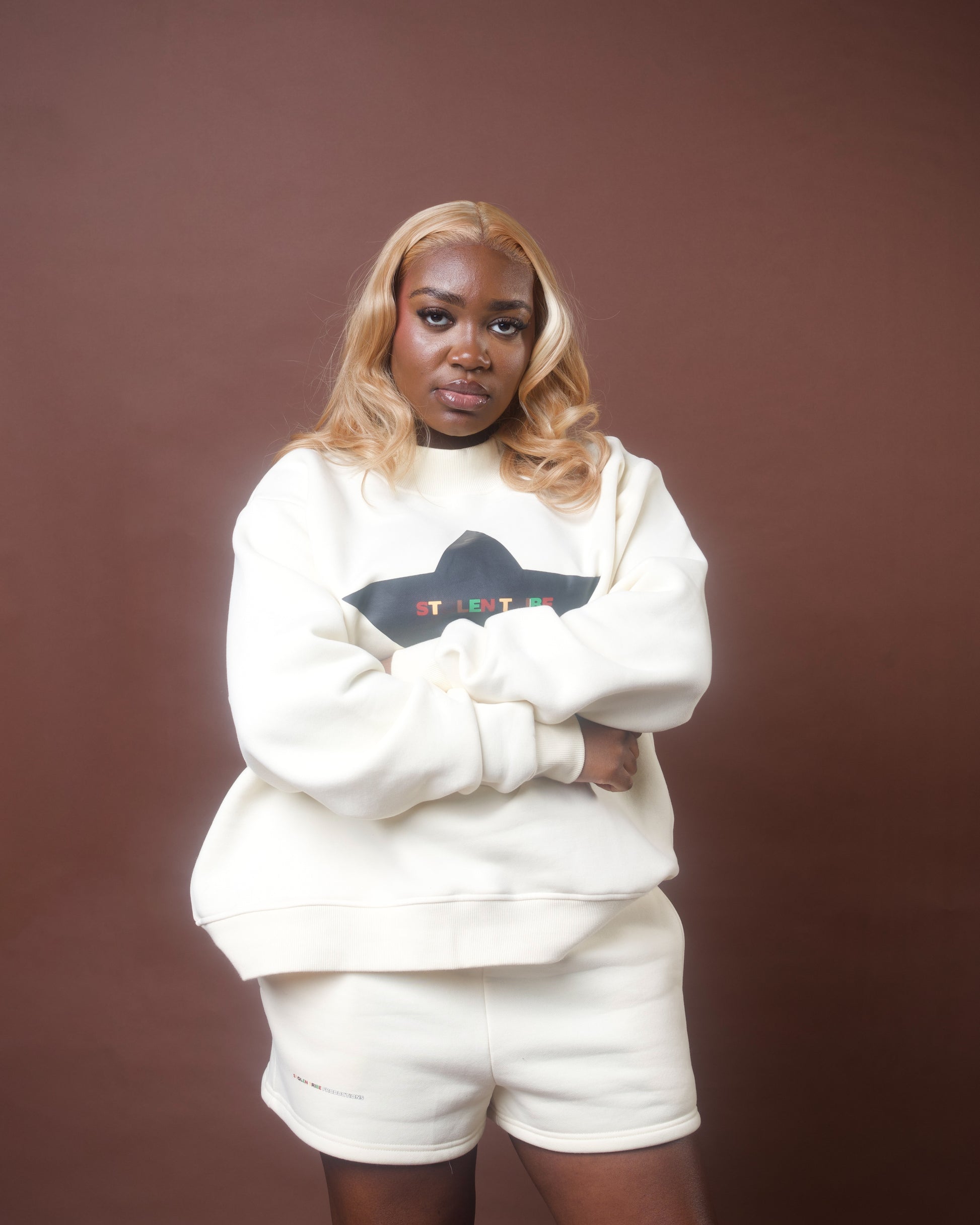 Queen Bee Fleece Mock-Neck Crew Sweatshirt