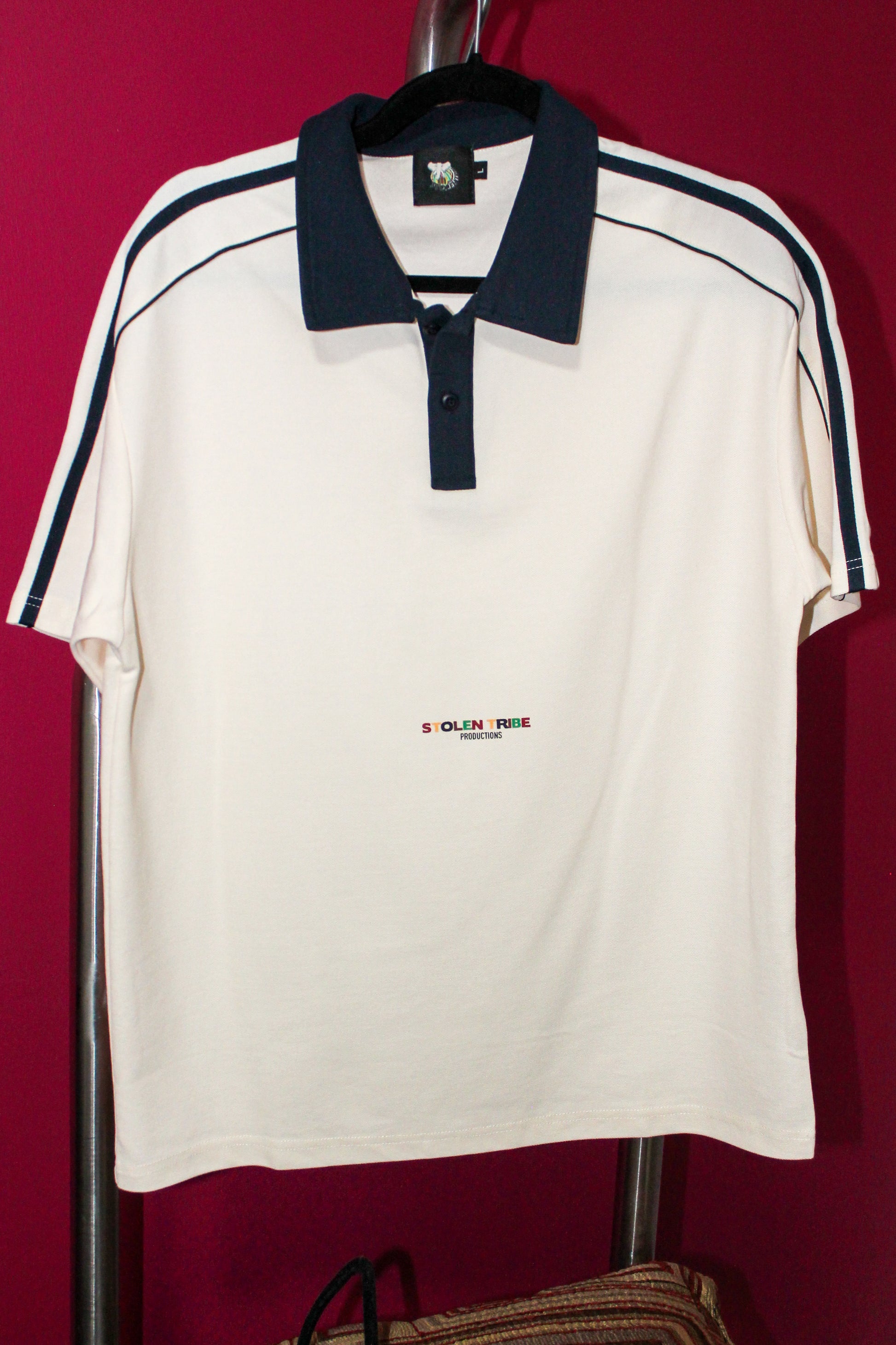 Short-Sleeve Stolen Ivory Contrast Polo Shirt