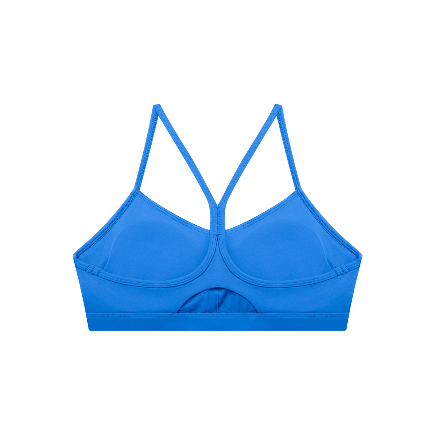 Blue bikini top on a white background