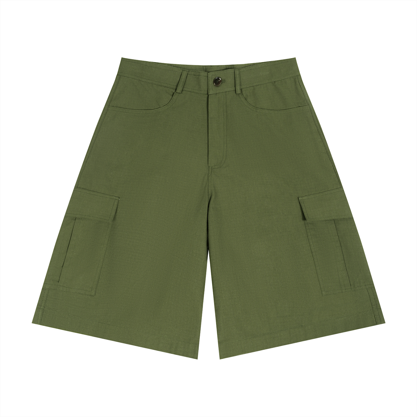 Green cargo shorts on a white background