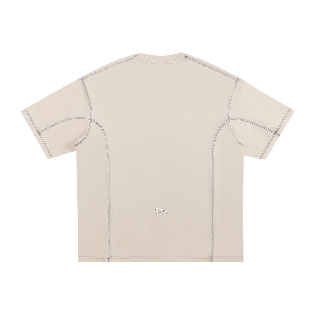 Cruisin' Contrast-Stitched Cotton Ivory T-Shirt