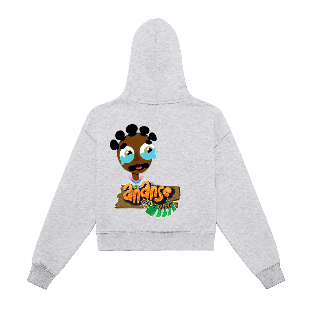 Ananse-Wa Fleeced Cry-Baby Zip-Up Cropped Hoodie