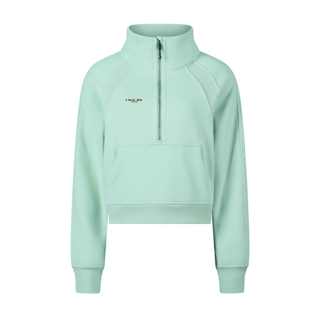 Ivory Cropped Half-Zip Thriller Sweatshirt