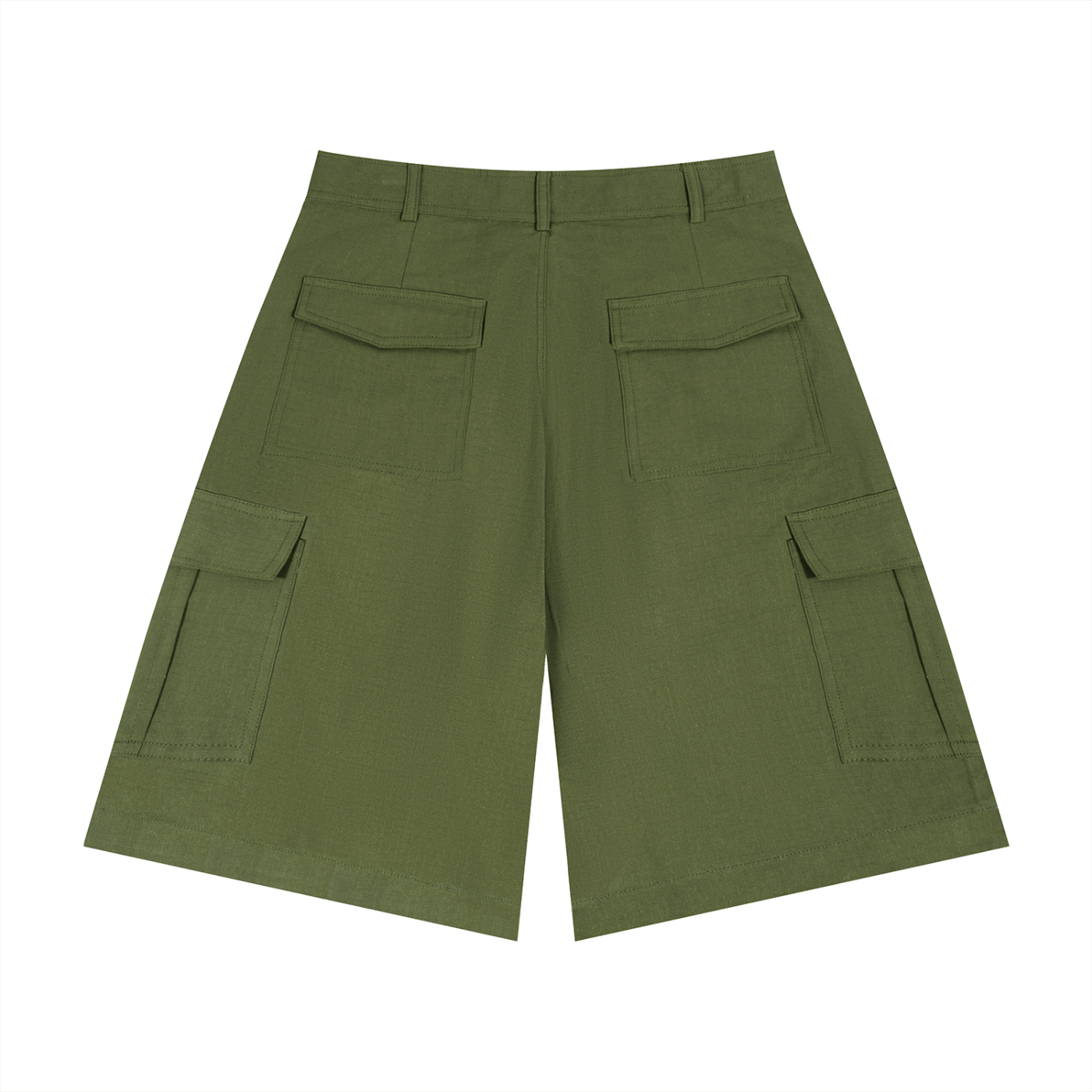 Green cargo shorts on a white background