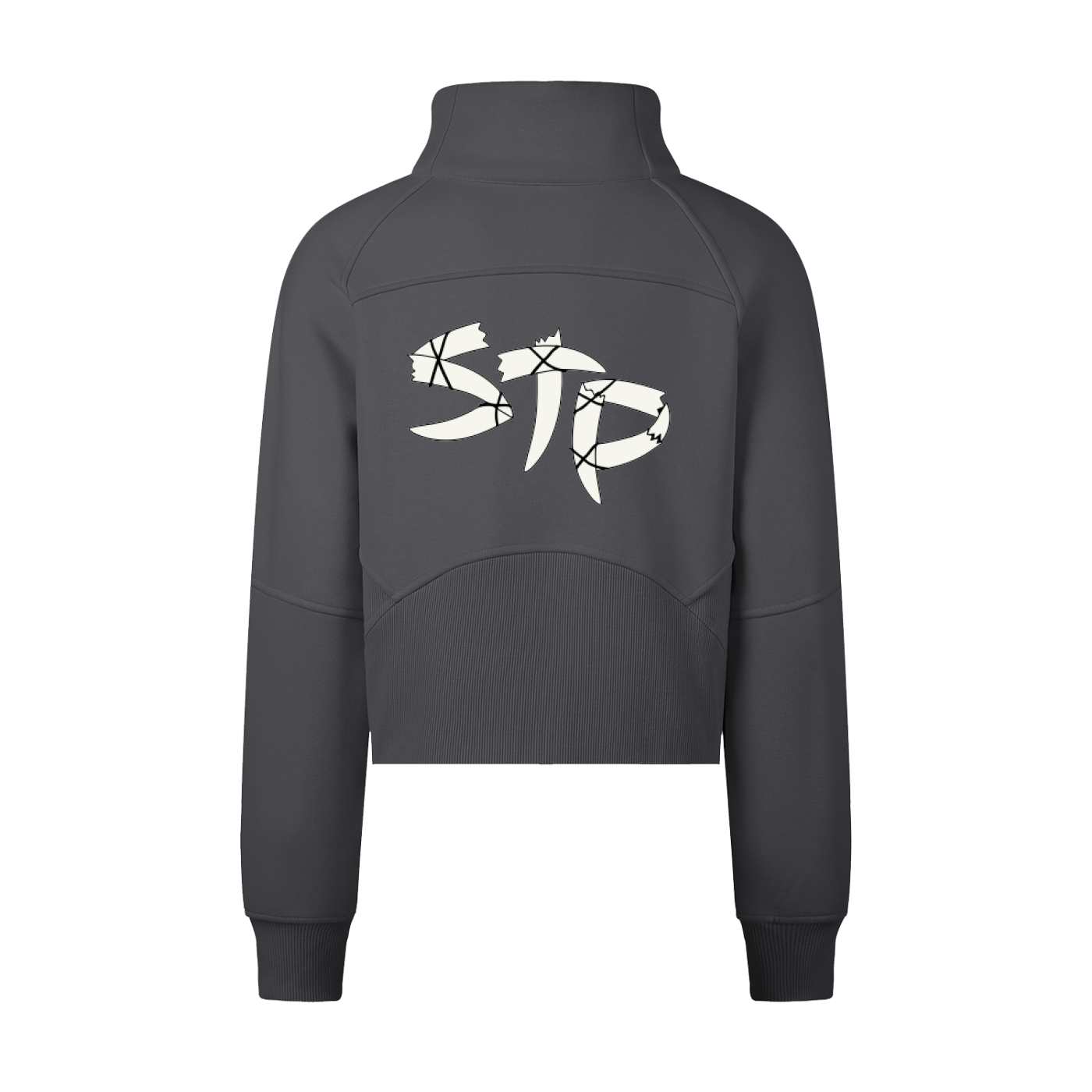 Ivory Cropped Half-Zip Thriller Sweatshirt