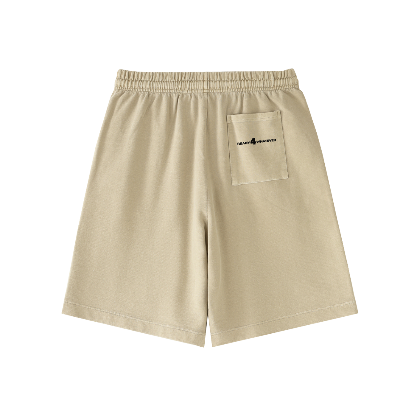 Beige shorts with a logo on a white background