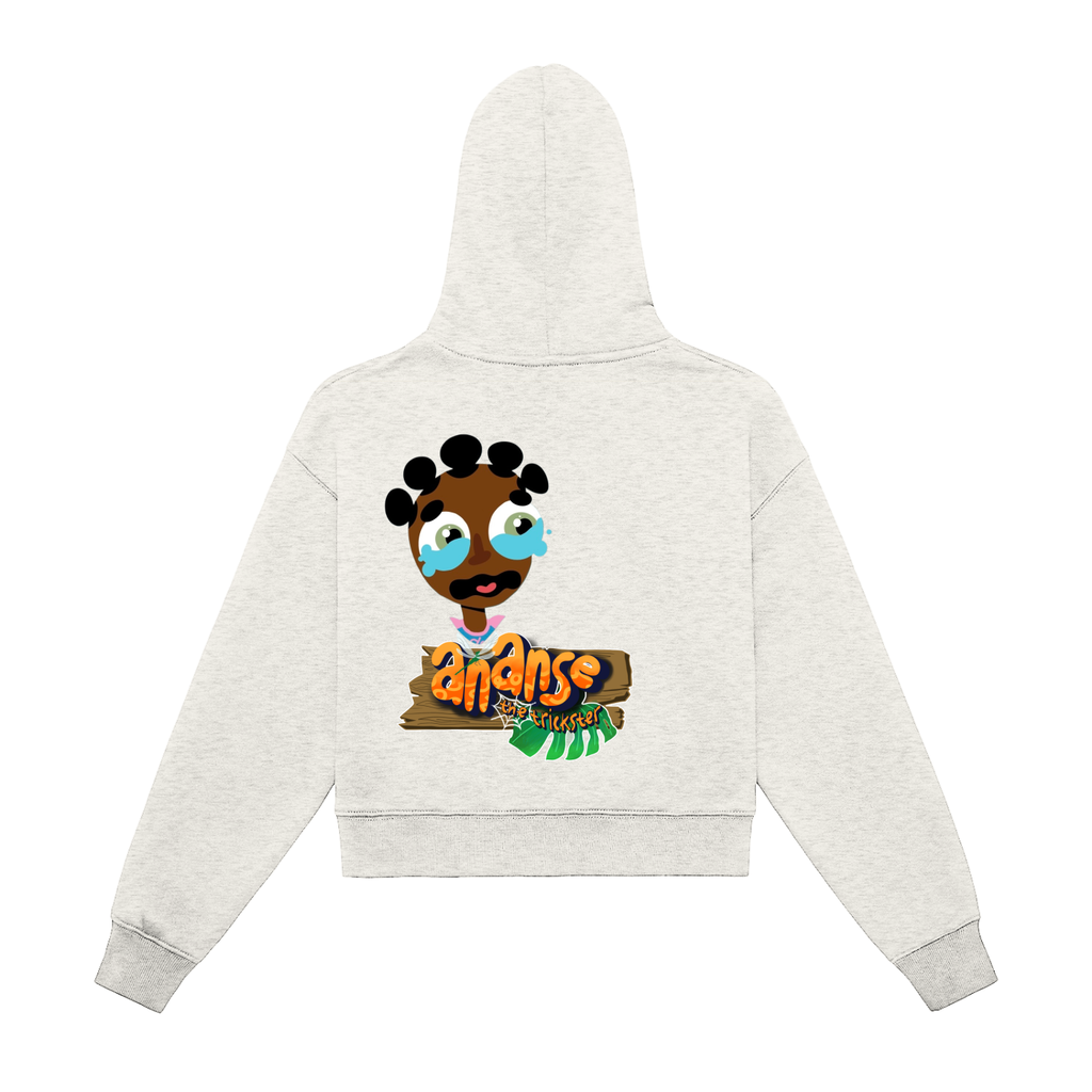 Ananse-Wa Fleeced Cry-Baby Zip-Up Cropped Hoodie