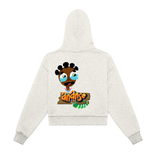 Ananse-Wa Fleeced Cry-Baby Zip-Up Cropped Hoodie